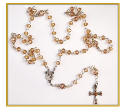 Golden MINI Rosary - Austrian Crystal Glass With Diamante' Cross - Limited Edition