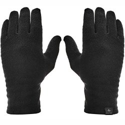 Quechua Adult Mountain Trekking Fleece Liner Gloves in Black