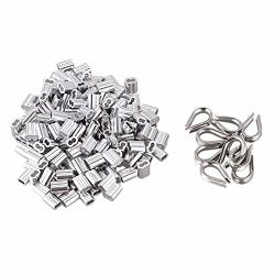 Keokasu - High Quaity 100 Pcs 1.5MM Wire Rope Aluminum Sleeves Clip Fittings Cable Crimps + 10 Pcs M2 Stainless Steel Thimble Combo