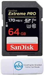 SanDisk 64GB Sdxc Sd Extreme Pro Memory Card Works With Fujifilm X-T30 X-A3 X-PRO1 Mirrorless Camera Class 10 4K SDSDXXY-064G-GN4IN Plus 1 Everything But