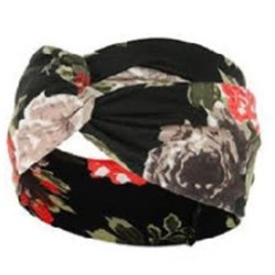 Ladies Headband Black Floral