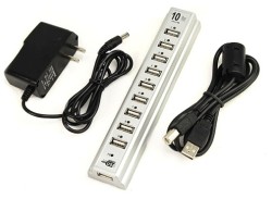 10 Port Usb Hub 2.0 High Speed With Power Adapter