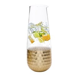 Glass Pitchers Wine Carafe 44 Oz Gold Plated Decanter For Chilled Beverage Iced Tea Water Carafe