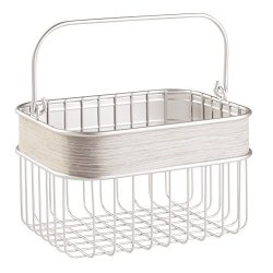 Interdesign Realwood Bathroom Storage Basket For Shampoo Cosmetics Beauty Products - Satin gray Wood Finish