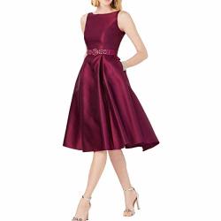 Adrianna Papell $179 Womens New Purple Belted Sleeveless Fit + Flare Dress 8 B+b