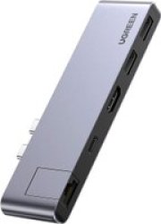 UGreen USBC-50984 5-IN-1 Usb-c Dual M To USB3 HDMI GIGABIT Lan Adapter Grey