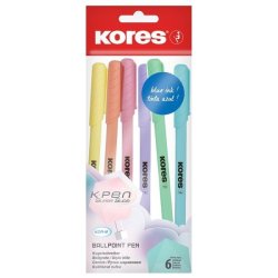 K0R-M Set Of 6 Pastel Ballpoint Pens Mixed Colours