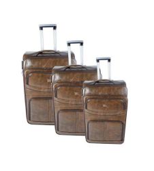 Acesa Classy Luggage Set Of 3 Pu Leather Travel Suitcase Set - Brown