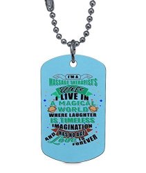 Colostore Love Is Forever Necklaces Massage Therapist's Wife Dog Tag Dog Tag Necklaces - Light Blue