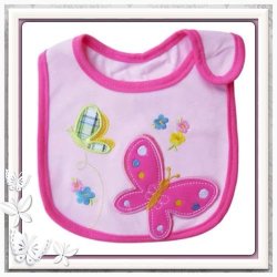 Baby Girl -social Butterfly 2 Top Quality Waterproof Soft Cotton Bib With Easy Velcro Closing