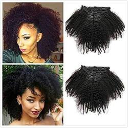 Afro Kinky Curly Hair Clip In Human Hair Extensions3A 3B 3C 100% Human Natural Black Color Hair Clip Ins Full Head Brazilian Virgin Remy