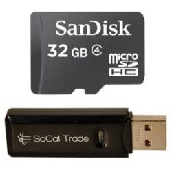 Sandisk 32GB Micro Sdhc Class 4 Tf Memory Card For At&t Impulse Sony Xperia Sola Nokia Lumia 610 With Socal Trade Inc. Micro Sd