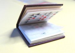 Miniature Dollhouse 1 12" Scale - Rare Collectors Item Stamp Book With Stamps And Tweezers