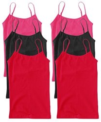 PACK 6 Plus Size Basic Cami Tank Tops Adjustable Spaghetti Strap Cotton Camisole 3X 2 Black 2 Pink 2 Red