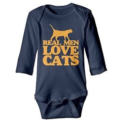 Real Men Love Cats Custom Cartoon Infant Baby Girl Boys Long Sleeve Jumpsuits Playsuit Outfits