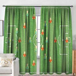 Nuomanan Insulated Sunshade Curtain Soccer Soccer Formation Tactic Illustration Goalkeeper Strikers And Defenders Match Pattern Multicolor Darkening And Thermal Insulating Draperies 54"X84