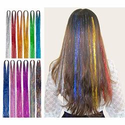 Hair Tinsel Kit, Glitter Extensions Fairy Tinsle 3000 Strands 15 Color  47Inch