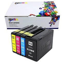 Hiink 4 Pack 932XL 933XL High Yield Ink Cartridge Replacement For Hp 932XL 933XL Uesed In Hp Officejet 6100 6600 6700 7110 7510 7610 7612 Black Cyan Magenta Yellow 4-PACK