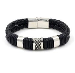 Hand Woven Leather Bracelet - Alloy Magnetic Buckle Jewelry