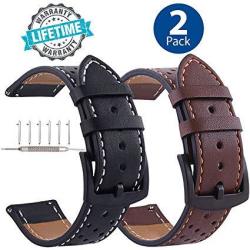 Galaxy Watch 46MM Leather Bands Quick Release Black Buckle 22MM Watchband Replacement Strap Business Bracelet For Samsung Gear S3 Frontier classic galaxy Watch 46MM GEAR 2 Neo