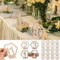Efaster 1-20 Digital Home Party Wedding Props Digital Card Dinner Party Seat Number Table Card Wooden Table Numbers Card Set With Base Birthday Wedding