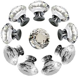 Northern Brothers Drawer Knob Pull Handle Crystal Glass Diamond Shape Cabinet Drawer Pulls Cupboard Knobs With Screws For Home Office Cabinet Cupboard Bonus Silver