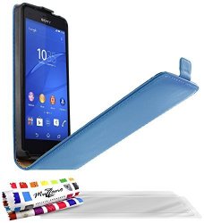 Muzzano Original Blue Open Flip Rigid Flip Cover For Sony Xperia Z3 Compact+ 3 Ultraclear Screen Protectors