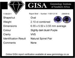 2.10ct Sri Lankan Spinel G.i.s.a.certified Matching Pair Bluish Purple Vvs