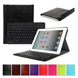 Coastacloud Ultra-slim Folio Qwerty Uk Layout Bluetooth Keyboard Case For Apple Ipad 2 3 Black