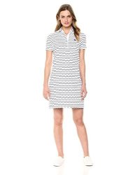 Lacoste Womens Apparel Women's Short Printed Button Polo Dress White navy Blue 4 Prices | Shop Deals Online | PriceCheck