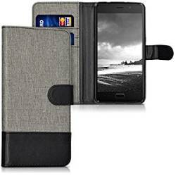 KWMOBILE Wallet Case Lenovo P2 Fabric Pu Leather Flip Cover Card Slots Stgrey B