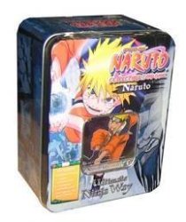 2007 Naruto Ccg Ultimate Ninja Way Collectors Tin - Blue - Naruto Includes 5 Booster Packs 1 Exclusive Platinum Card & 1 Sneak Peak Pack
