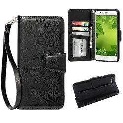 Flip Case For Huawei P10 Plus 5.5 Inch Scratch-proof Leather Wallet Stand Cover With Card Slots Cover Phone Case Protector For Huawei P10 Plus Black