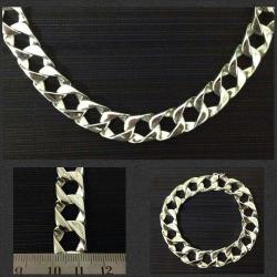 Solid Sterling Silver Necklace & Bracelet Set. 55cm Chain & 23.5cm Bracelet 14mm