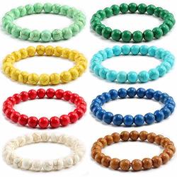 Softones 8MM Blue White Green Red Natural Turquoises Beads Bracelet For Women Girl Stone Beads Kids Boys Bracelets Gifts