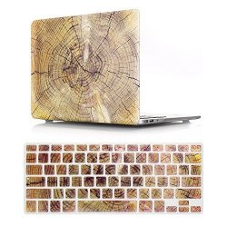 Hrh 2 In 1 Wood Grain Laptop Body Shell Protective Hard Case Cover And Matching Silicone Keyboard Cover For Macbook Old Pro 13" Inch