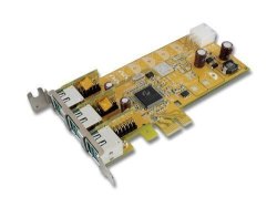 Sunix 3-PORT 12V Powered USB PCI Express Low Profile Add-on Card Model PUB0300XL