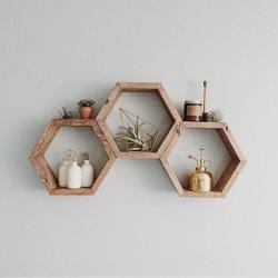 Large Honeycomb Wall Shelf Raw Reclaimed Wood