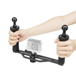 SHOOT Aluminium Alloy Handheld Stabilizer Tray Handle Grip For Gopro 6 5 4 3+ 3 Sjcam And 6 Inch Dome Port And All LED Video Light Camera Camcorder