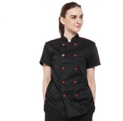 Short-sleeve Restaurant Unisex Chef Jackets - Black M