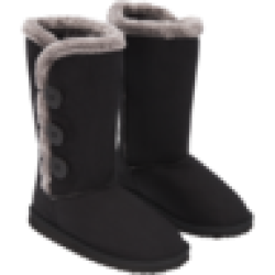 Ladies Black Suede Winter Boots Size 3-8