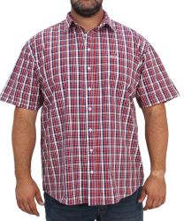 Mens Short Sleeve Check Shirt - 10XL Red Wht