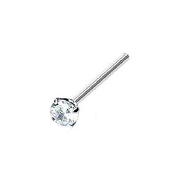 Clear Cz 925 Sterling Silver Nose Ring With 1.2MM Prong Setting Straight Ended Cz - 1 2" Long 1 Piece Lot