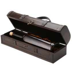 Single Wooden Wine Carry Case - New - Brown Colour - Barron