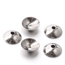 Stainless Steel Bead Cap 304 Stainless Steel Dome Original Color 6X6MM Sold Per 10
