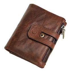 Men Rfid Blocking Wallet Wraifa Genuine Leather Short Purse Bifold Card Holder Coffee Men Rfid Blocking Wallet