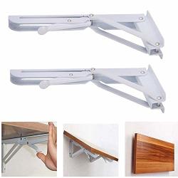 FOLDING Accessbuy Shelf Bracket Stainless Steel Triangle Wall Mount Support White Heavy Duty Shelf Brackets 2 Pcs 8 Inch