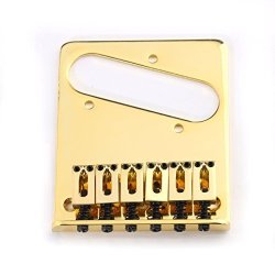 Musiclily 6 String Electric Guitar Bridge Assembly Saddles For Fender Tele Telecaster Electric Guitar Replacement Gold