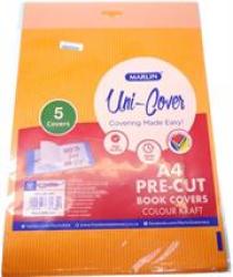 A4 Precut Book Cover Orange 5 Pack- High Quality Craft Paper Protects Books Old School Charm Design Ideal For A4 Size Books