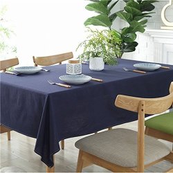 Red-a Pure Color Concise Style Cotton Linen Tablecloth Square Rectangle Dinner Table Meeting The Tablecloth Holiday Or Outdoor Picnic Table Cloth 55X102 Inch Navy Blue